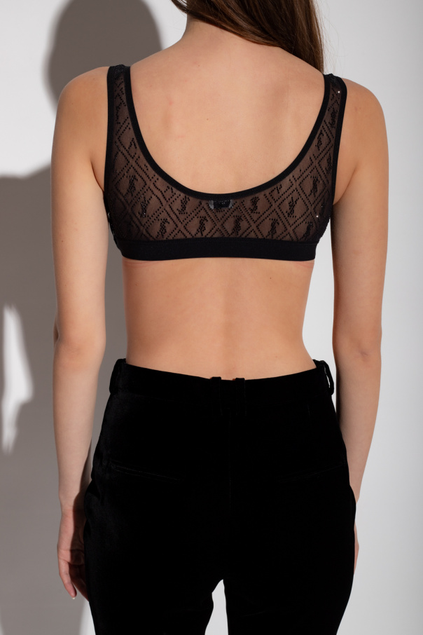 ブラジャー SAINT LAURENT MONOGRAM BRA IN TULLE JERSEY SAINT LAURENT monogram bra in tulle jersey | REVERSIBLE